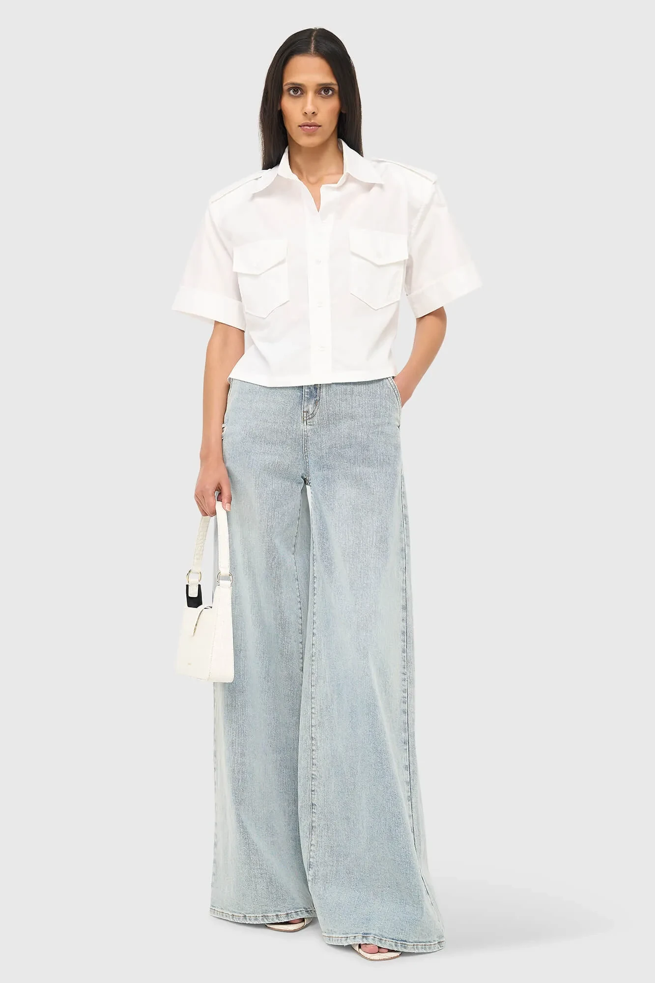 Witte Blouse Dames Katoen Wit Spike