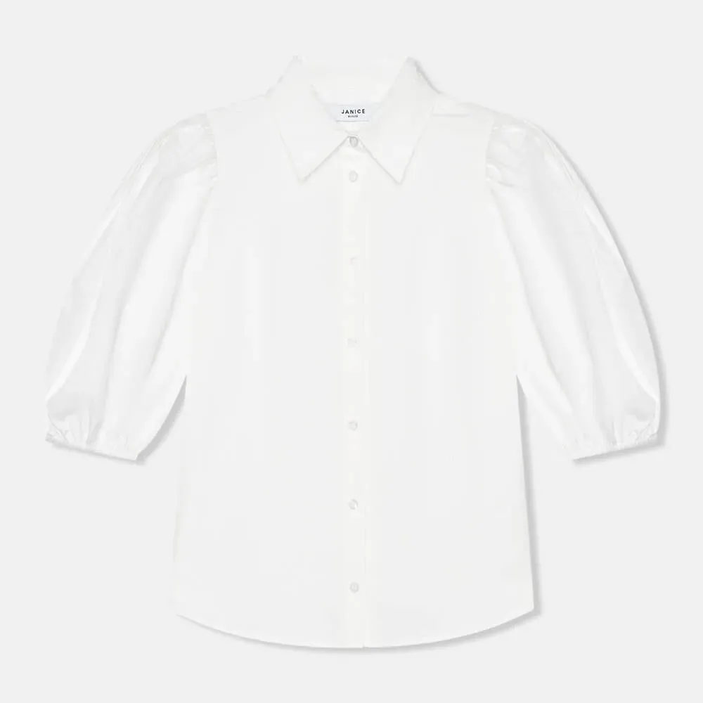 Witte Katoenen Blouse Dames Lars Wit