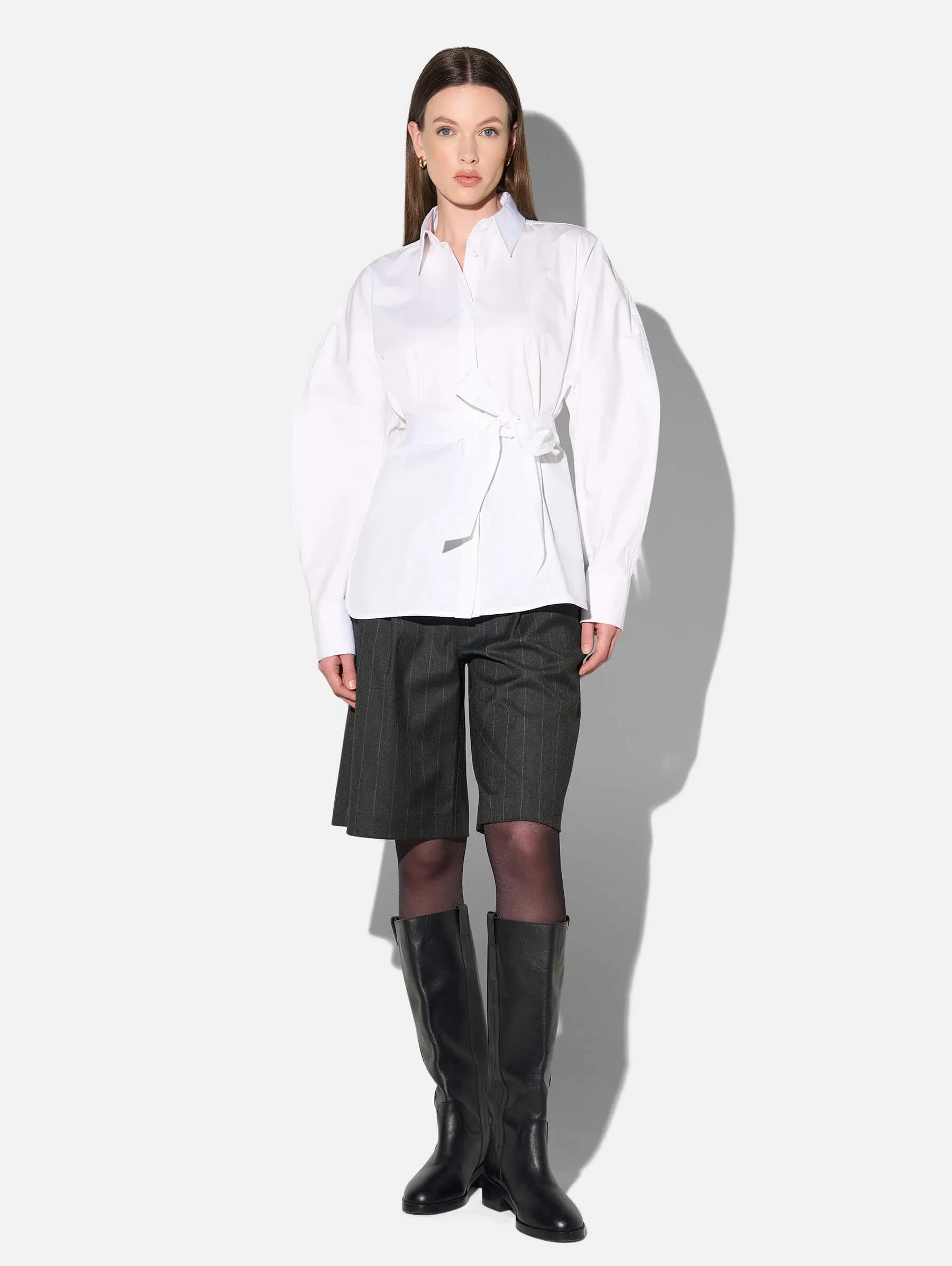 Witte Katoenen Blouse Dames Pof Mouw Glyn