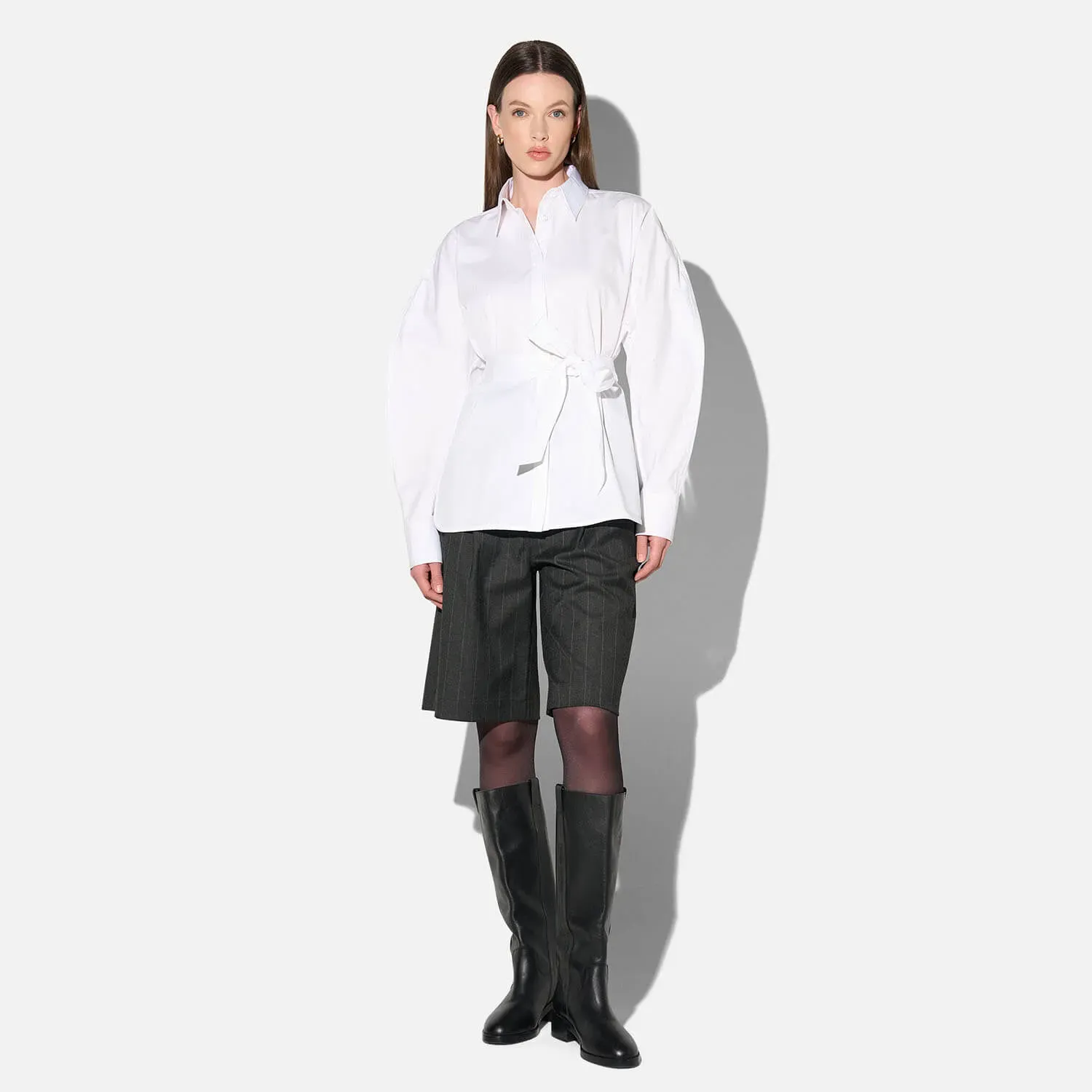 Witte Katoenen Blouse Dames Pof Mouw Glyn