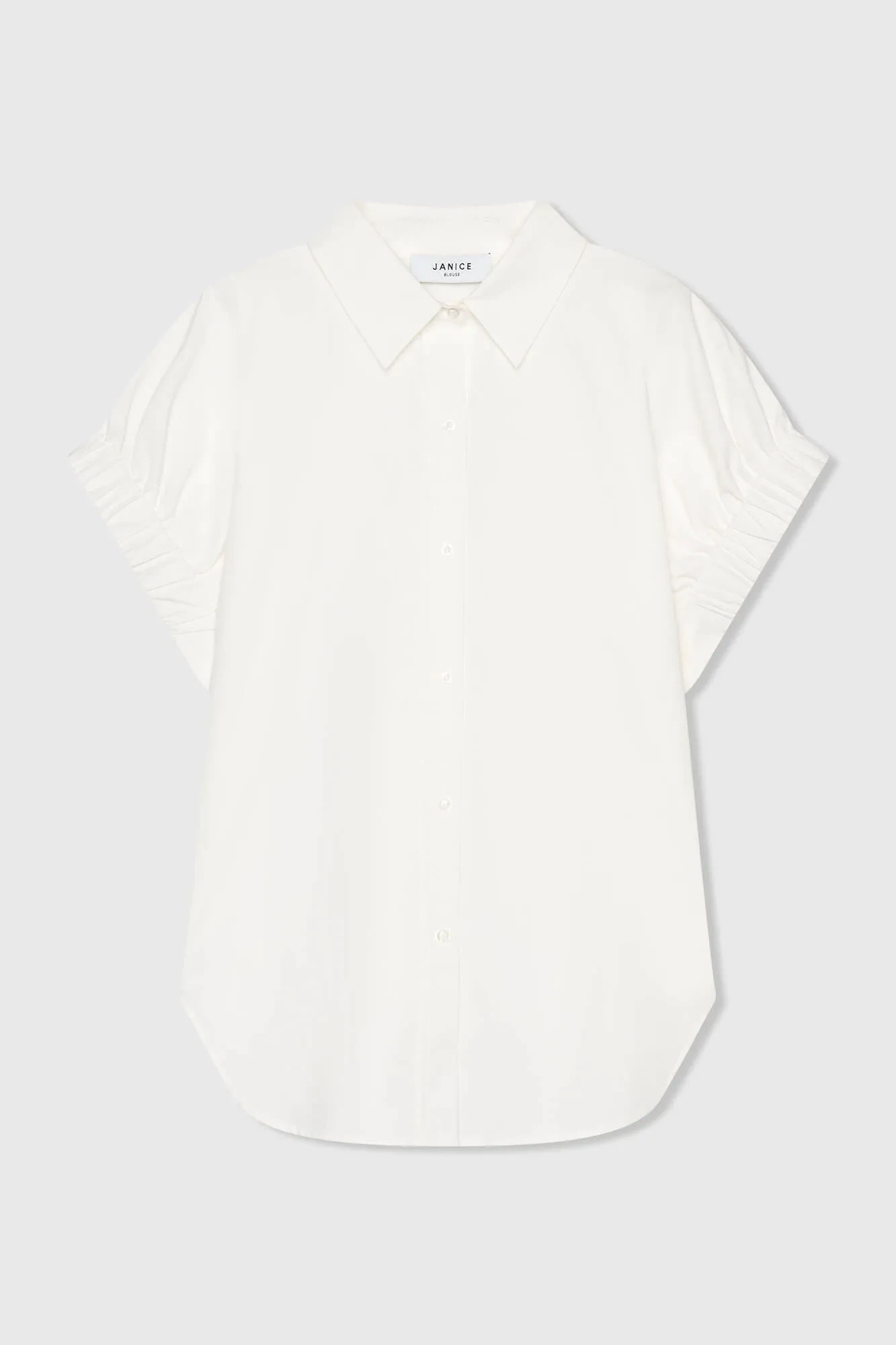 Witte Katoenen Dames Blouse Korte Mouw Yaro Wit
