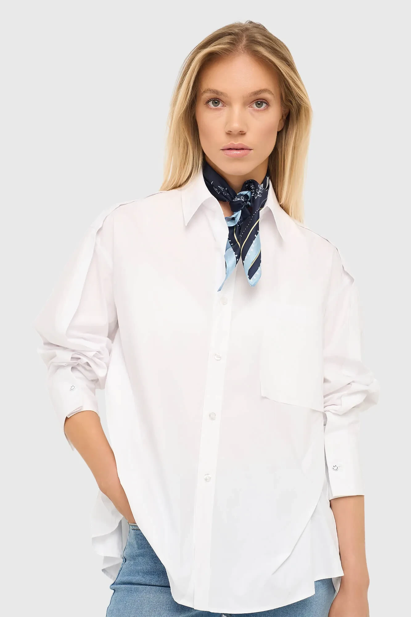 Witte Katoenen Oversized Dames Blouse Phil