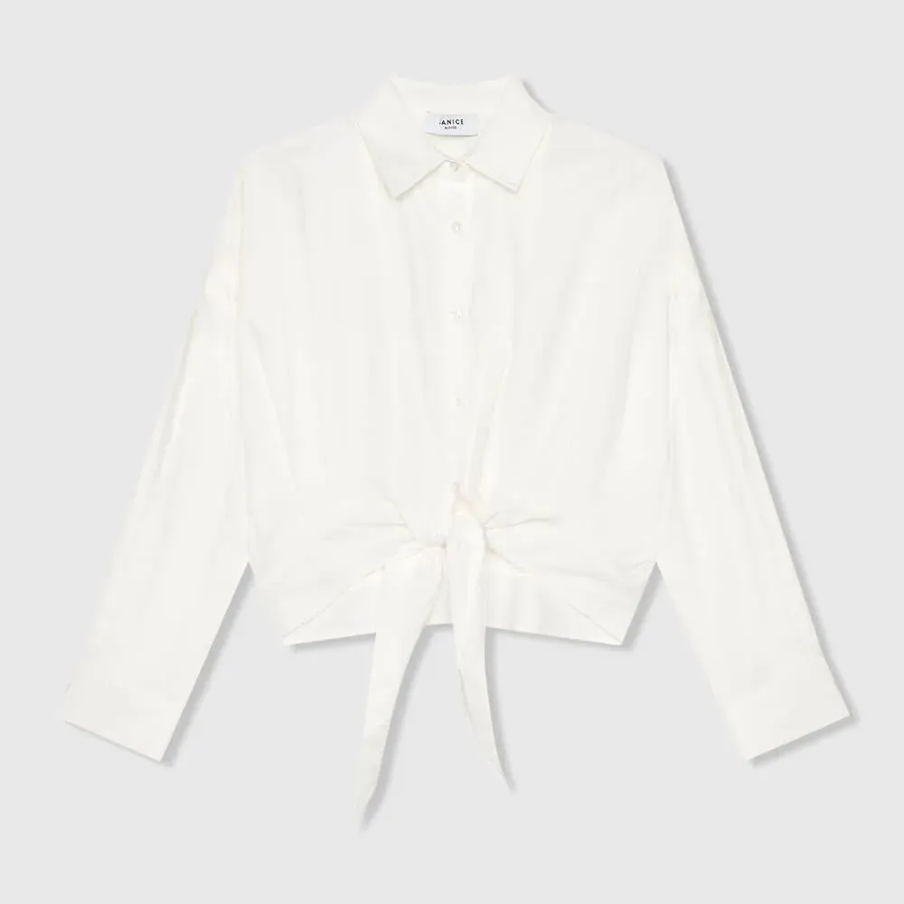 Witte Katoenen Strik Blouse Dames David