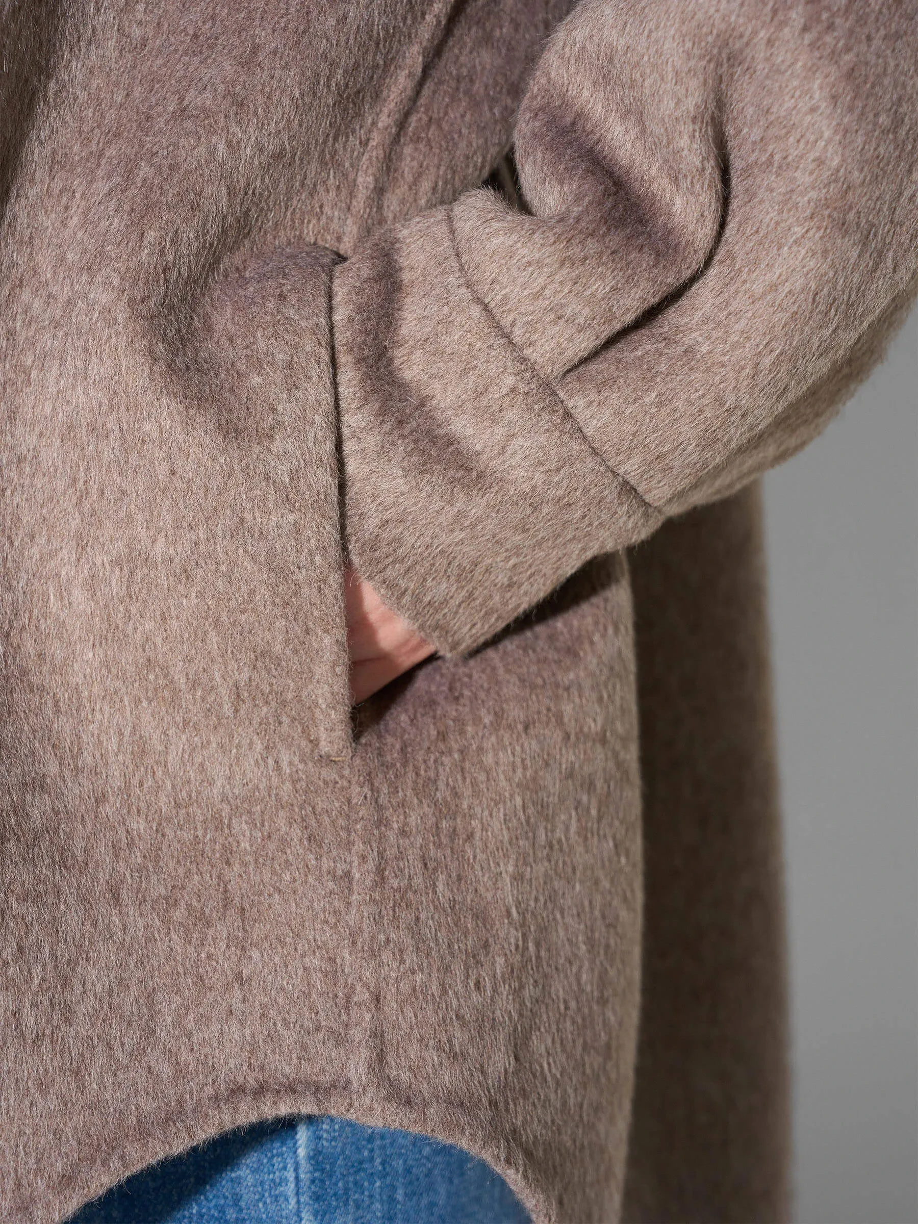 Wollen Dames Blouse Jas Shane Beige