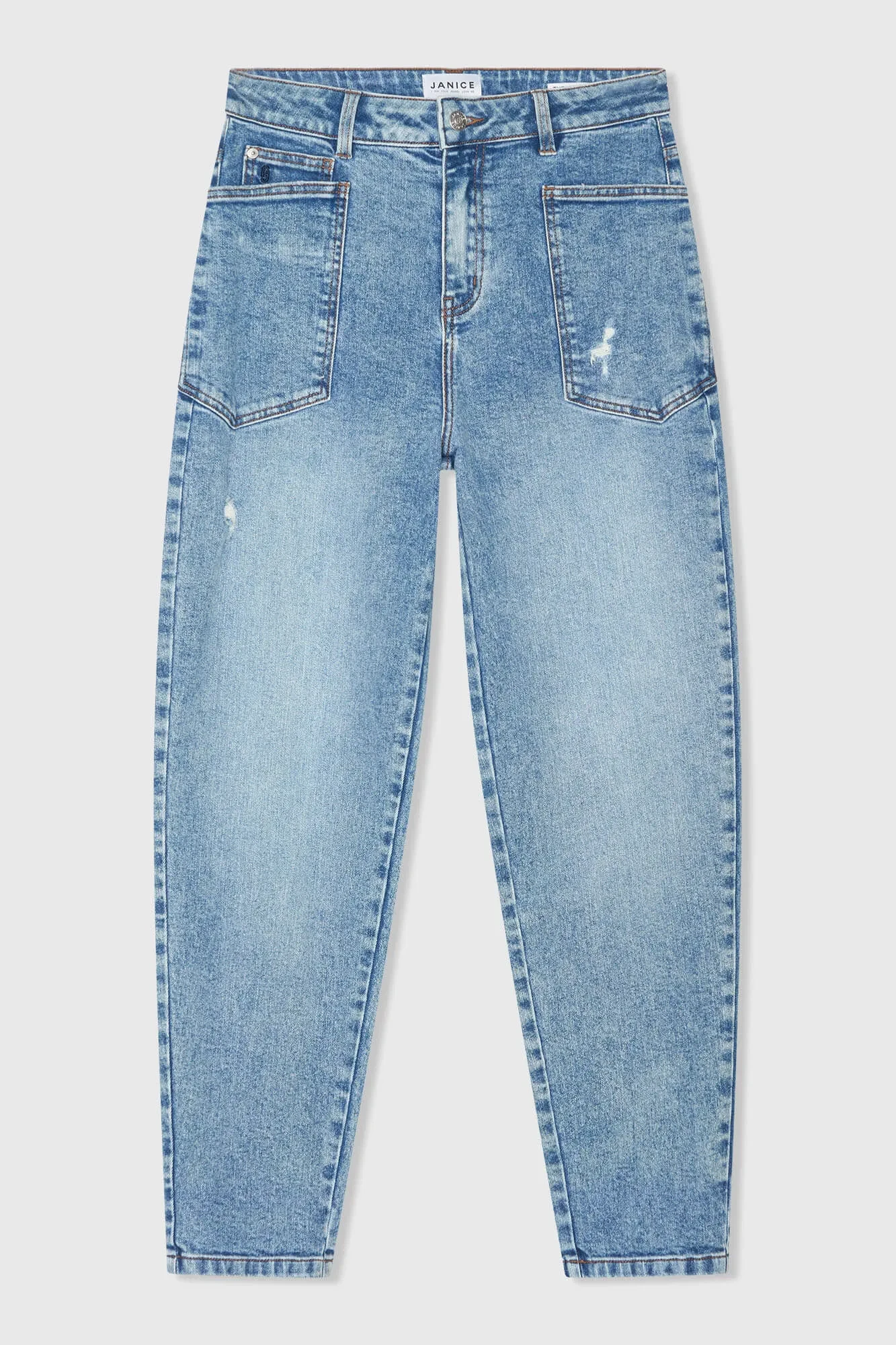 Worker Jeans Dames Barrel Fit Stretch Mid Rise Morrison Blauw 379