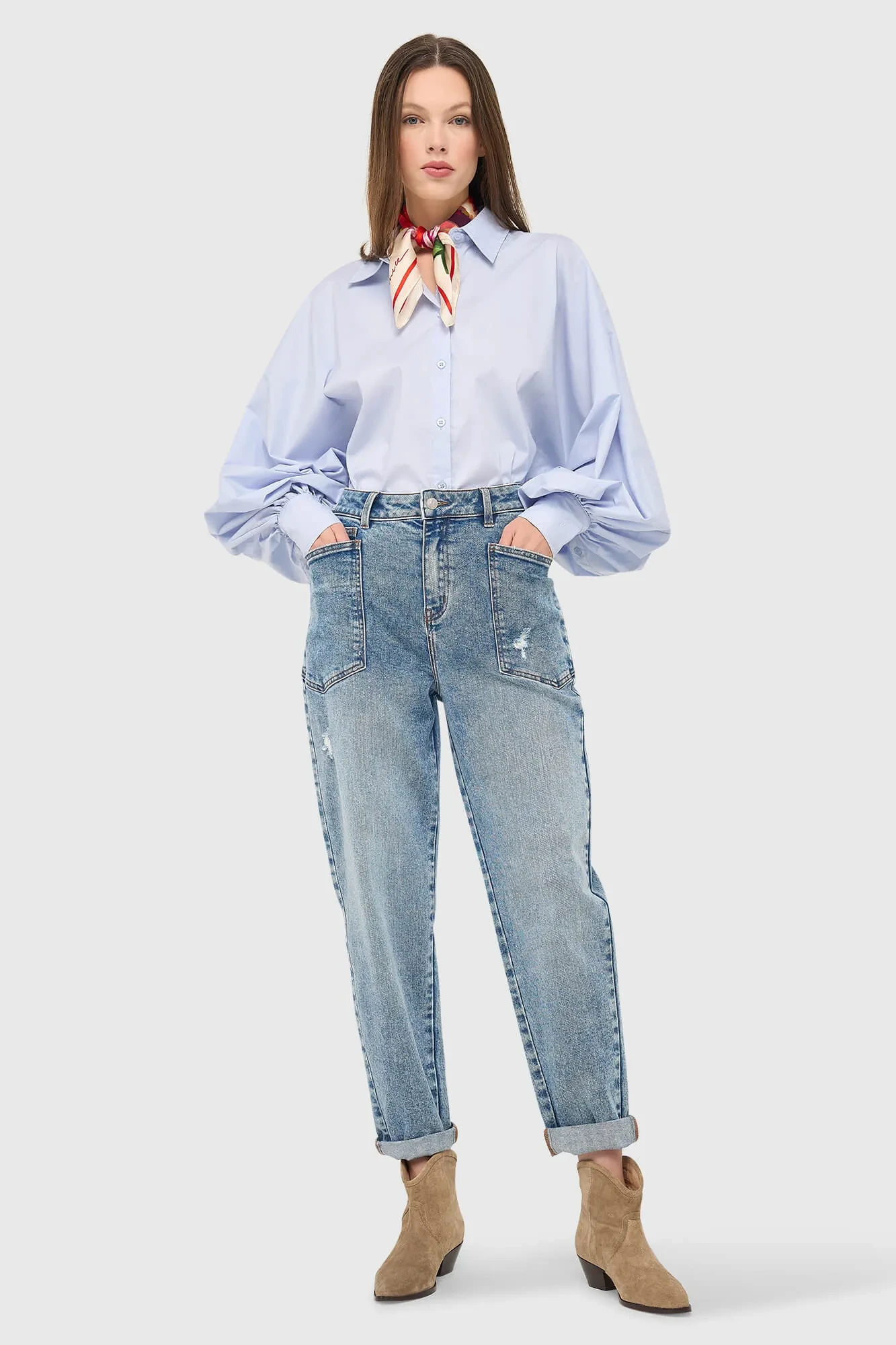 Worker Jeans Dames Barrel Fit Stretch Mid Rise Morrison Blauw 379