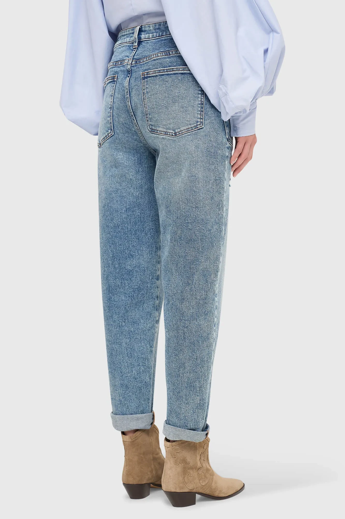 Worker Jeans Dames Barrel Fit Stretch Mid Rise Morrison Blauw 379