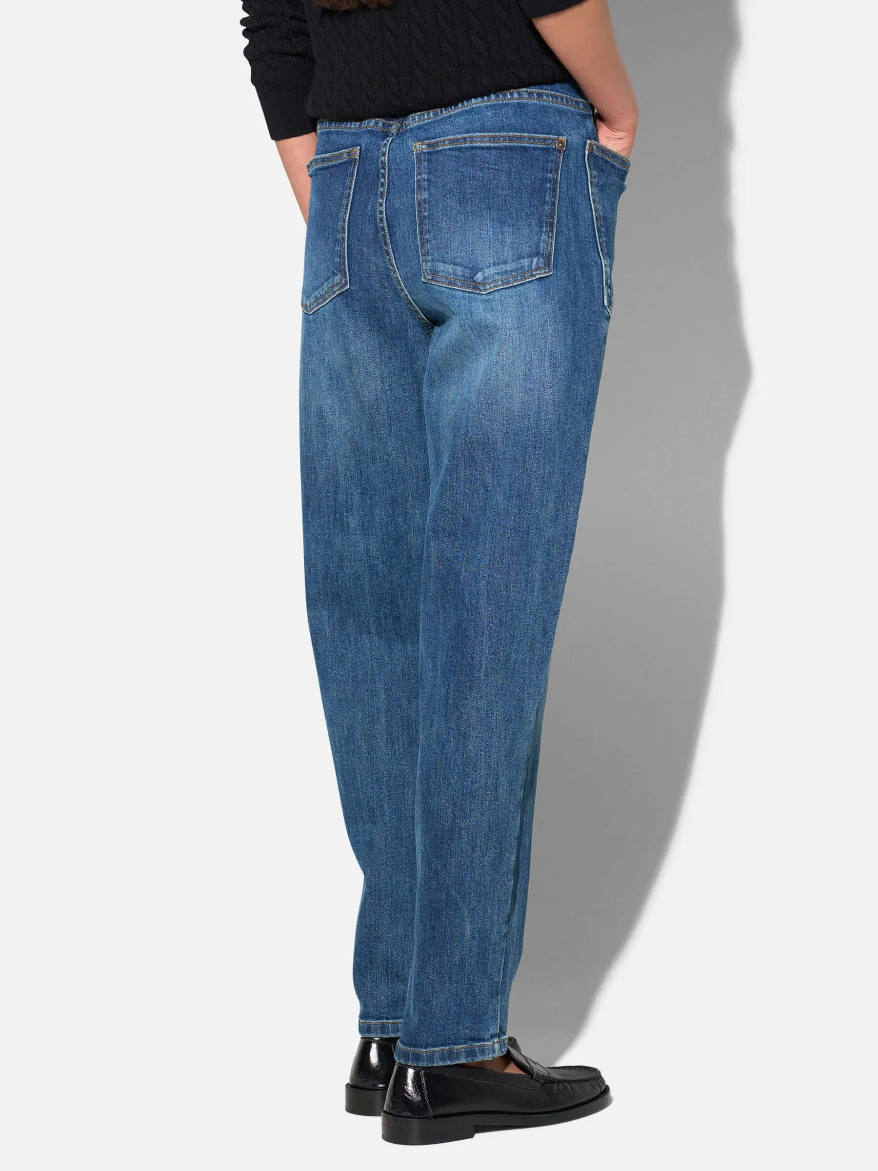 Worker Jeans Dames Barrel Fit Stretch Mid Rise Morrison Blauw 469