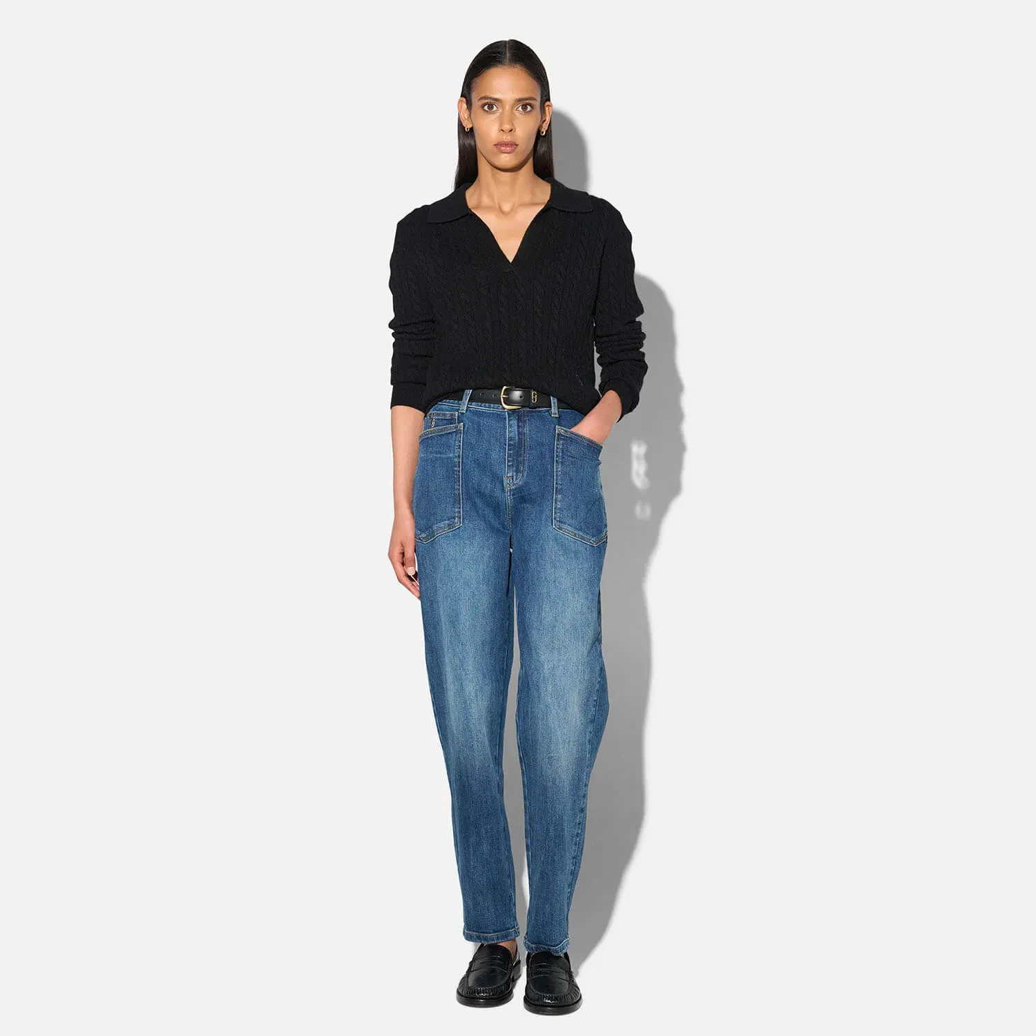 Worker Jeans Dames Barrel Fit Stretch Mid Rise Morrison Blauw 469