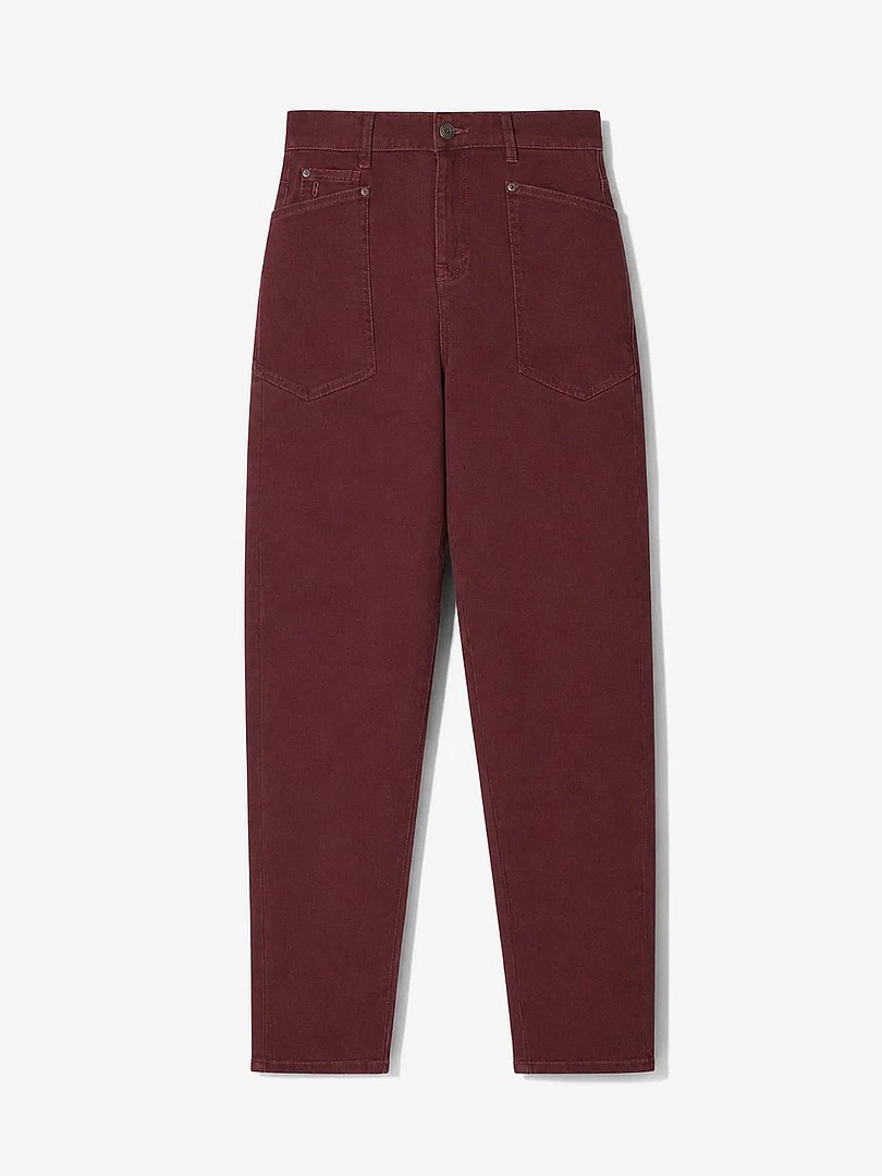Worker Jeans Dames Barrel Fit Stretch Mid Rise Morrison Burgundy