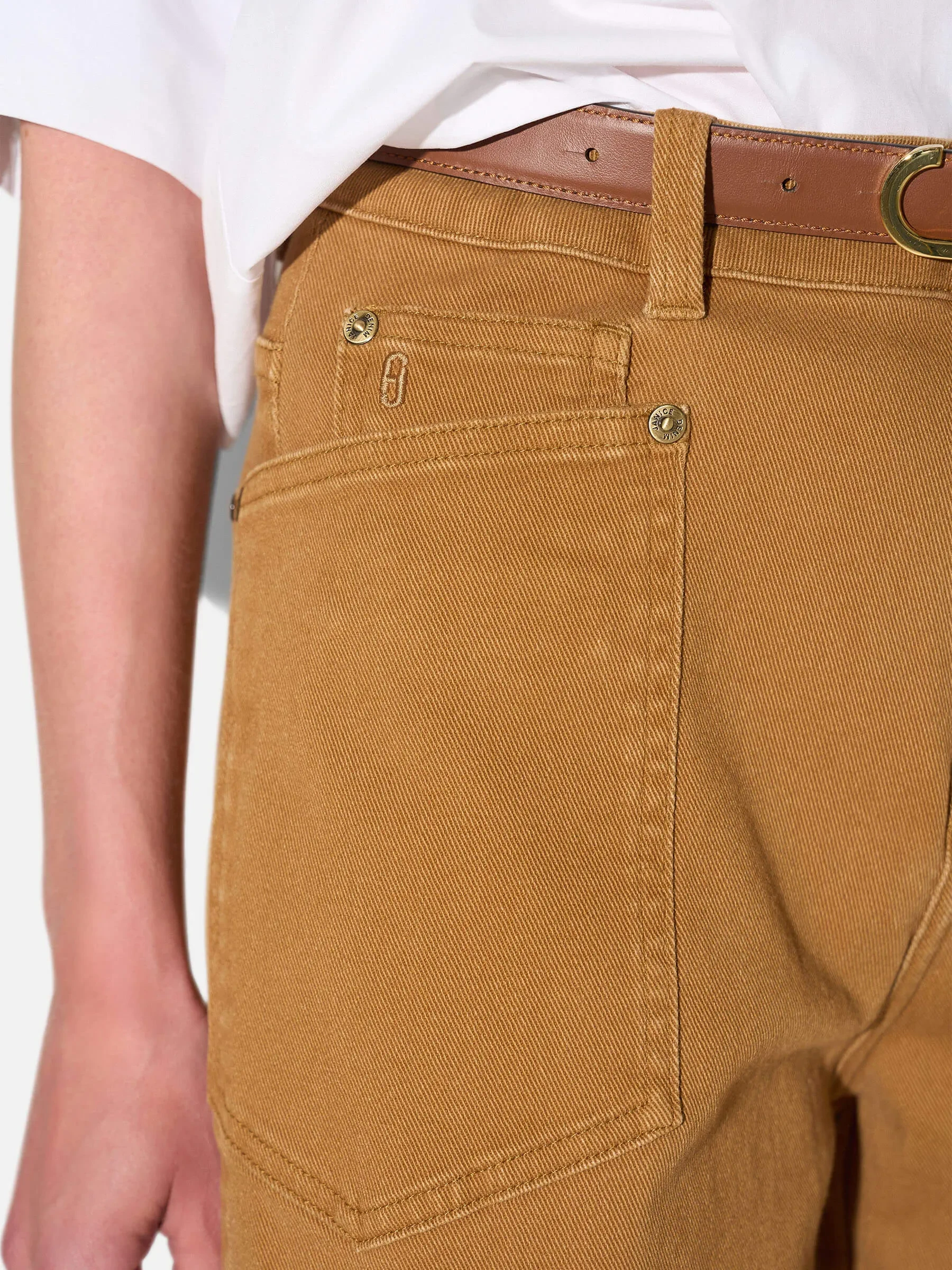 Worker Jeans Dames Barrel Fit Stretch Mid Rise Morrison Cognac