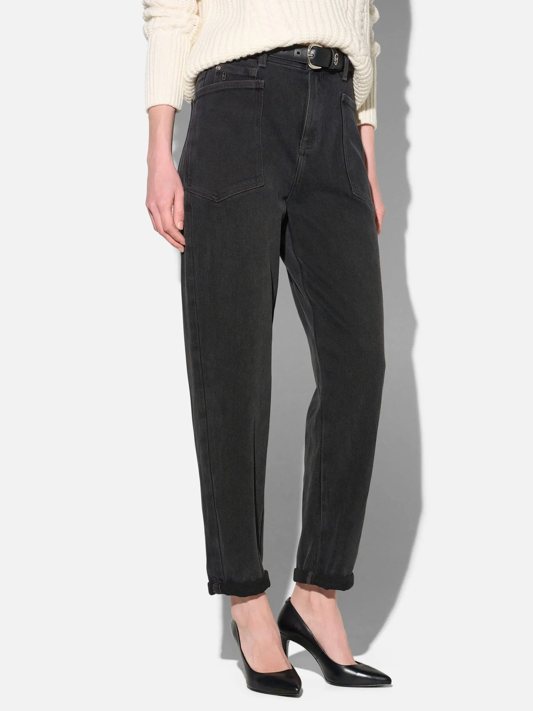 Worker Jeans Dames Barrel Fit Stretch Mid Rise Morrison Zwart 813