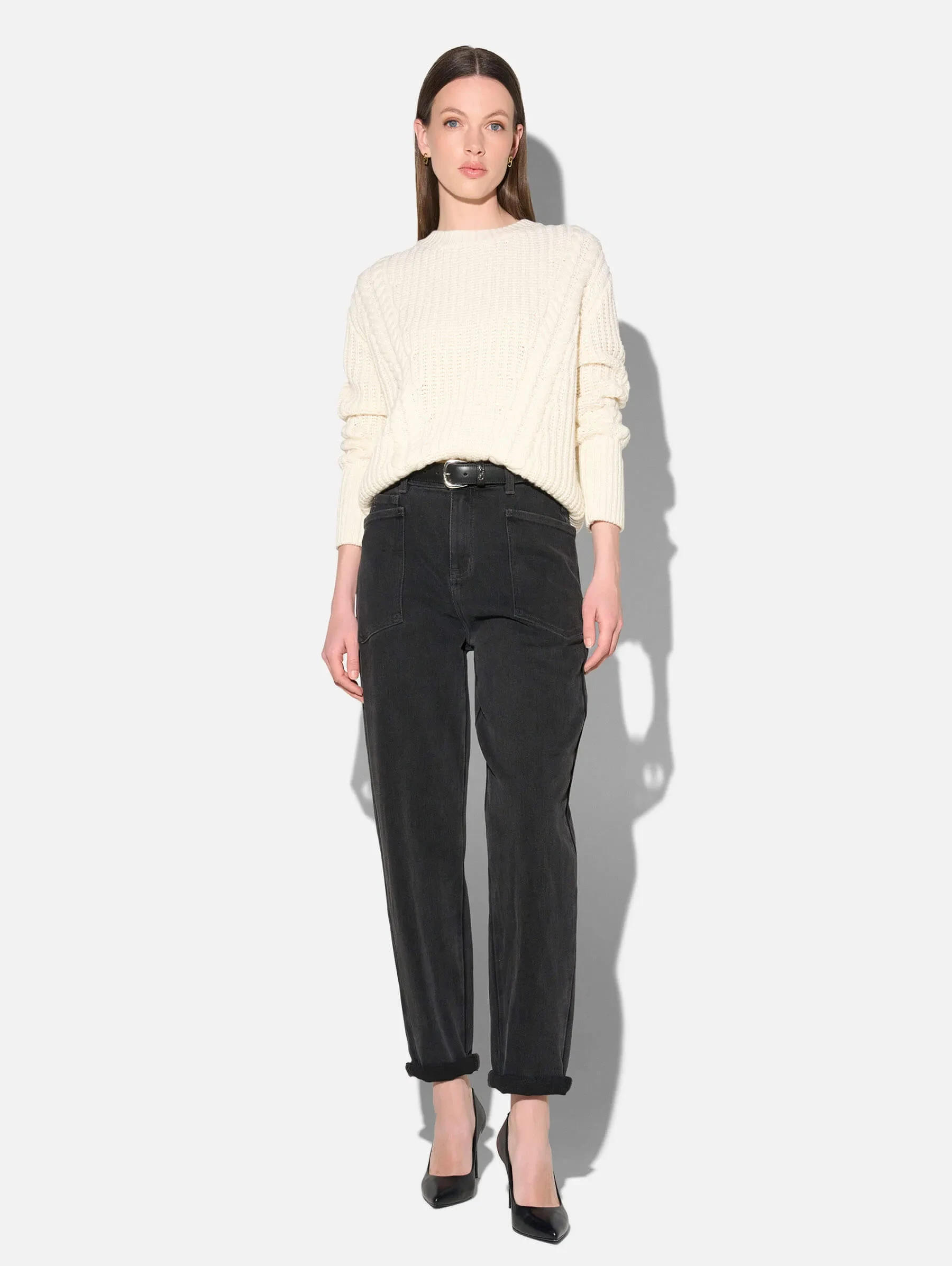 Worker Jeans Dames Barrel Fit Stretch Mid Rise Morrison Zwart 813