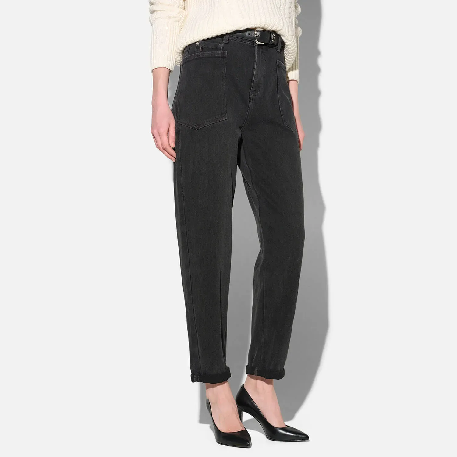 Worker Jeans Dames Barrel Fit Stretch Mid Rise Morrison Zwart 813