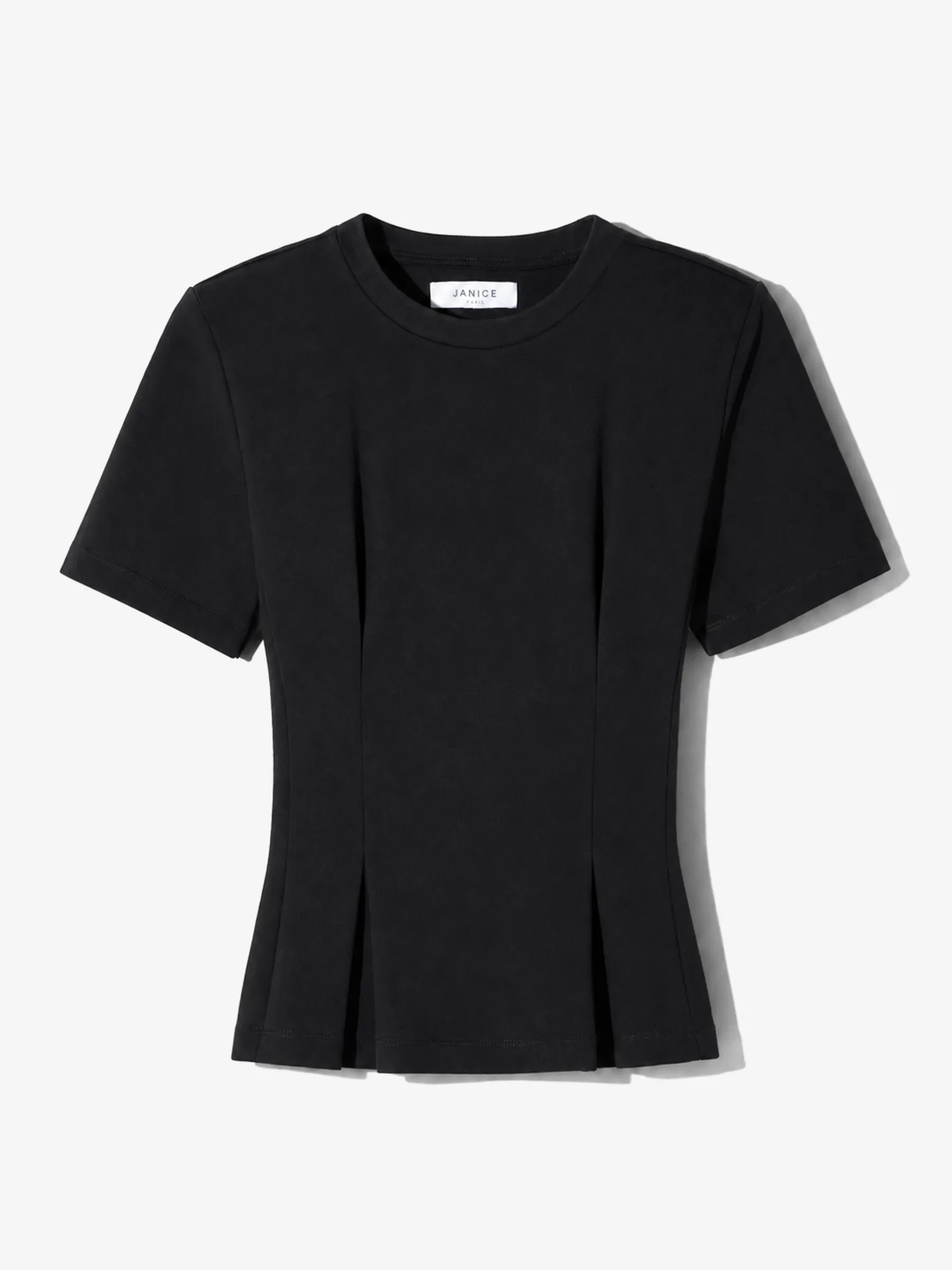 Zwart Katoenen Dames Shirt Plooien Taille Keon